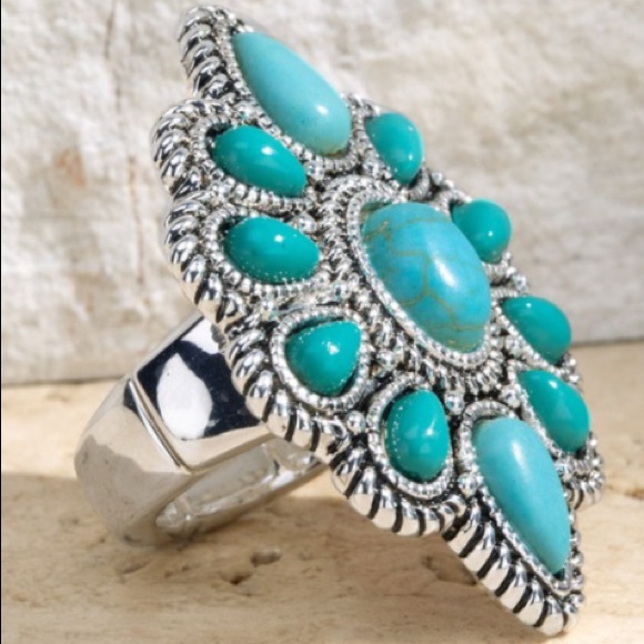 Western Concho Navajo Style Statement Ring - Picture 4 of 5